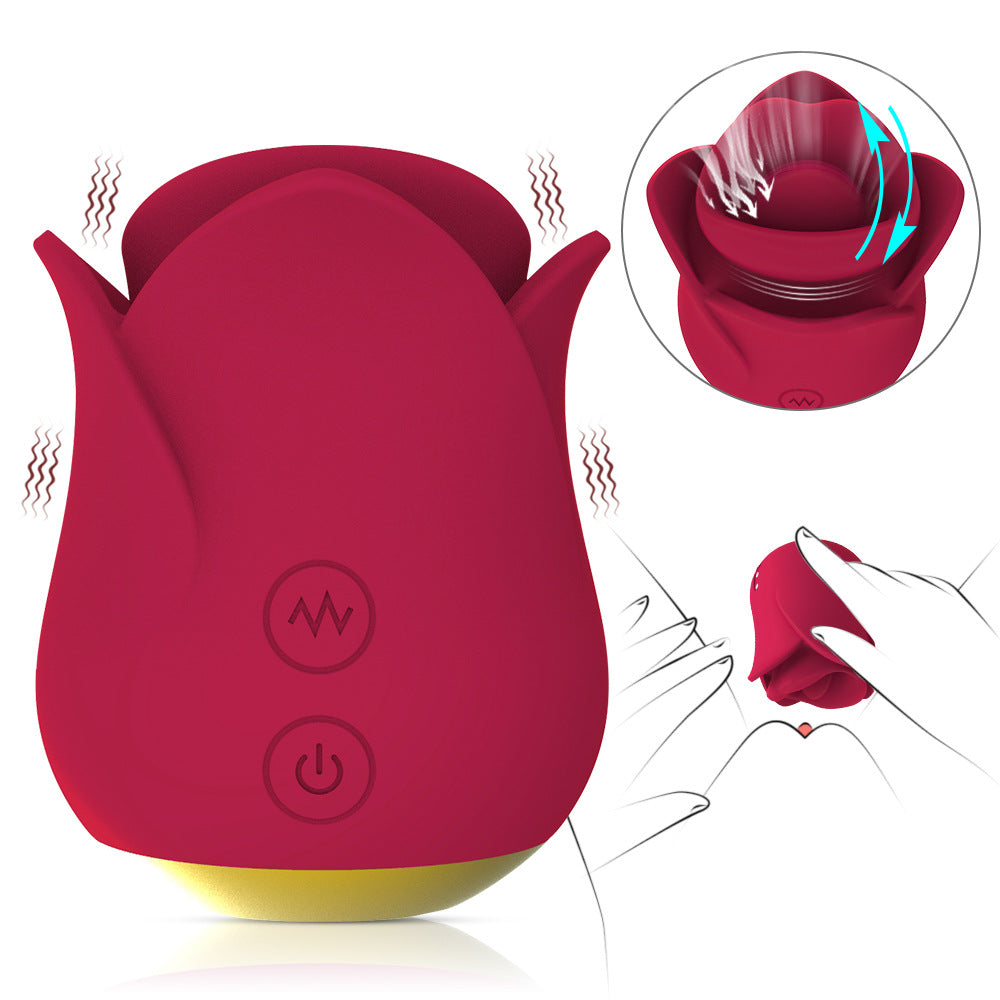 Lip and Tongue Stimulation Vibrator with Rose Design