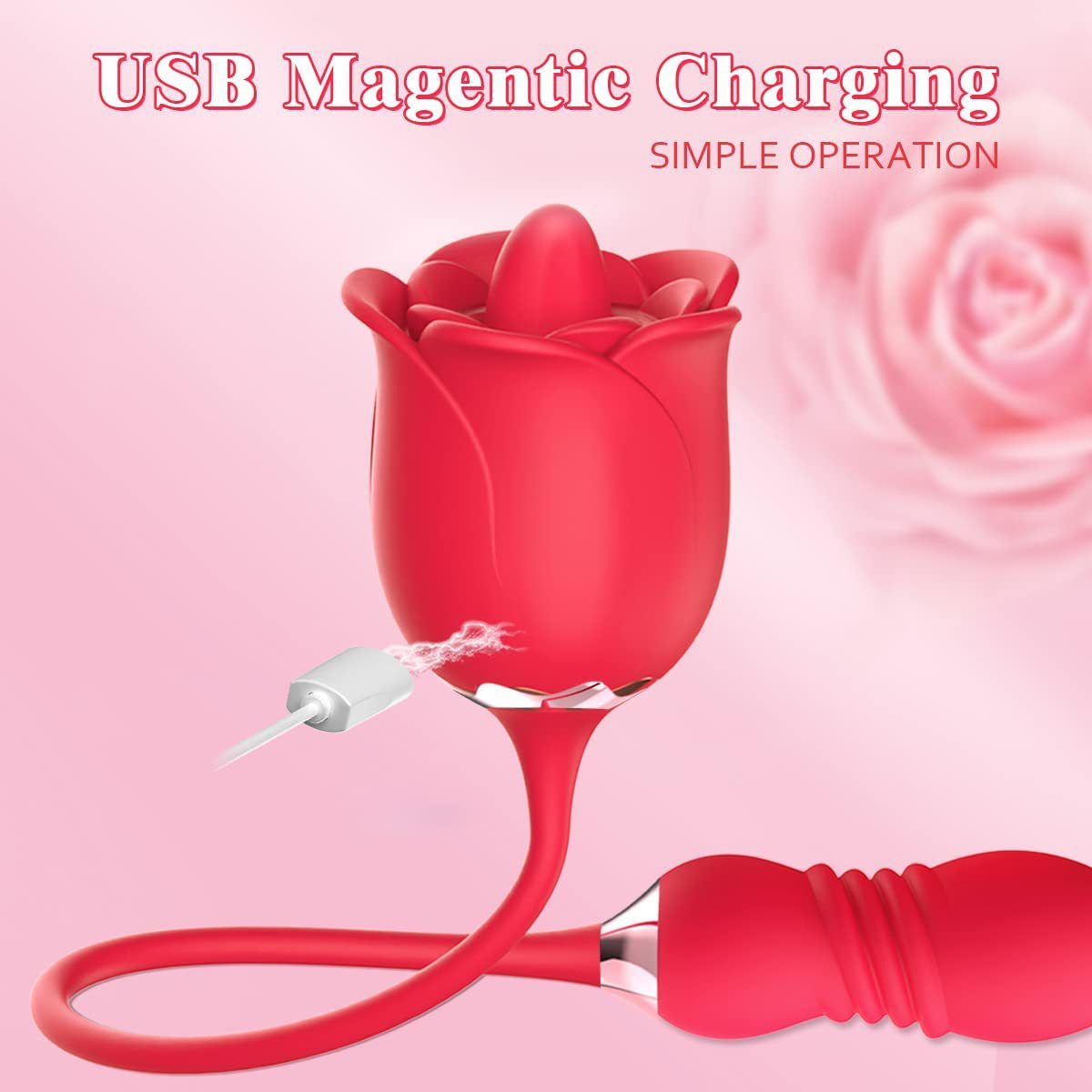 Extendable Vibrating Massager, Rose Themed