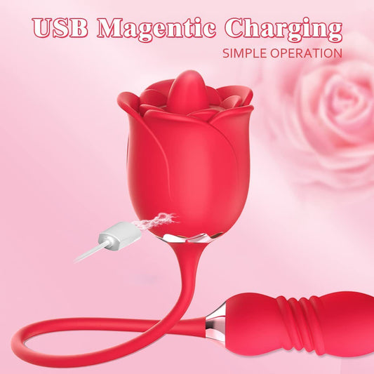 Extendable Vibrating Massager, Rose Themed